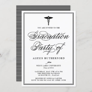 Black Elegant Script Medical School Afstuderen Kaart