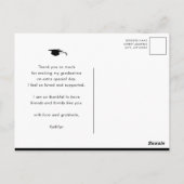 Black Elegant Script Photo Afstuderen Bedankt Briefkaart (Achterkant)