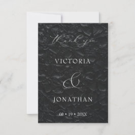Black Elegant Script Photo Wedding Bedankkaart