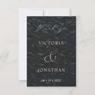 Black Elegant Script Photo Wedding Bedankkaart