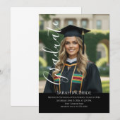Black Elegant script simple one photo graduation Kaart (Voorkant / Achterkant)