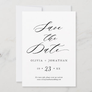 Black Elegant Script Typography Invitation Kaart