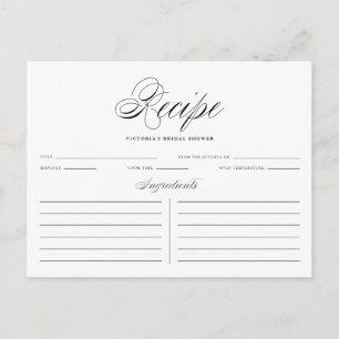 Black Elegant Script Vrijgezellenfeest Recipe Kaar Briefkaart