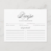 Black Elegant Script Vrijgezellenfeest Recipe Kaar Briefkaart (Voorkant)