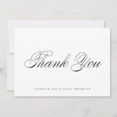 Black Elegant Script Wedding Bedankkaart (Voorkant)