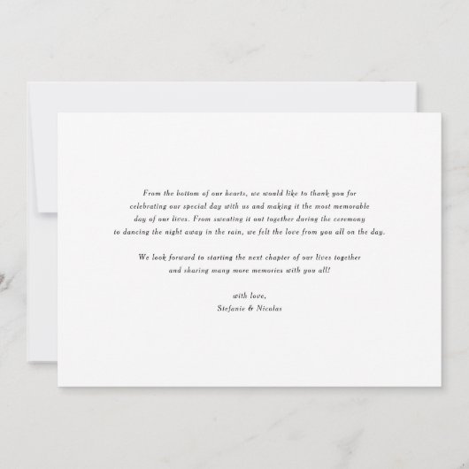 Black Elegant Script Wedding Bedankkaart (Achterkant)