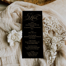 Black Elegant Script Wedding Menu