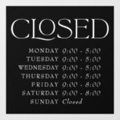 Black Elegant Serif Closed Sign Store Uren Raamsticker (Vel)
