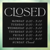 Black Elegant Serif Closed Sign Store Uren Raamsticker (Vel 3)