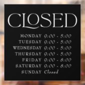 Black Elegant Serif Closed Sign Store Uren Raamsticker (Vel 2)