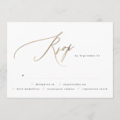 Black Elegant Simple Gold | Rsvp op rugbruiloft Kaart (Achterkant)