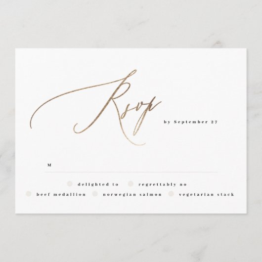 Black Elegant Simple Gold | Rsvp op rugbruiloft Kaart (Achterkant)