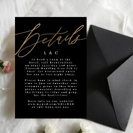 Black Elegant Simple Gold Wedding Details Kaart