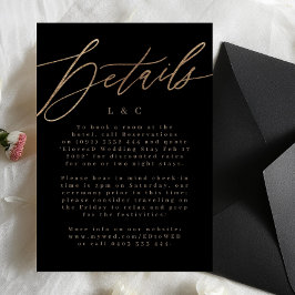 Black Elegant Simple Gold Wedding Details Kaart