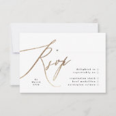Black Elegant Simple Gold Wedding RSVP-Kaart RSVP Kaartje (Voorkant)