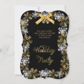 Black Elegant Snowflake Corporate Party Invite Kaart (Voorkant)