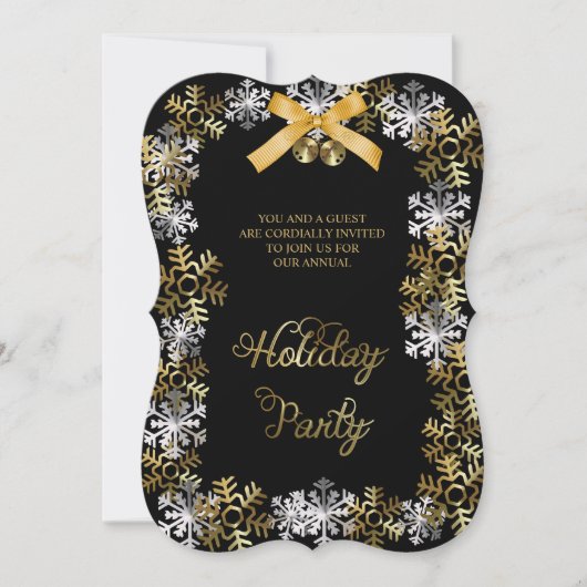Black Elegant Snowflake Corporate Party Invite Kaart (Voorkant)