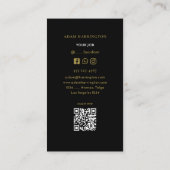 Black | Elegant standaard QR-code Visitekaartje (Achterkant)