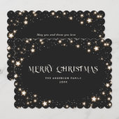 Black Elegant Stars Vrolijke Kerst Kaart (Voorkant / Achterkant)