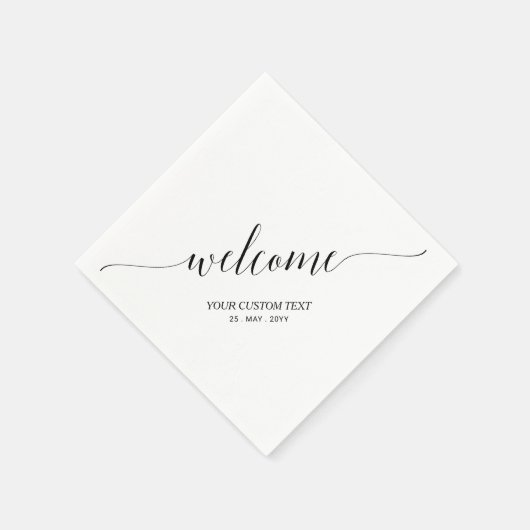 Black | Elegant Stylish Welcome Party Servet (Hoek)