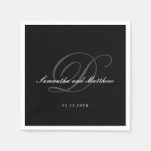 Black Elegant Traditional Script WeduwMonogram Servet (Voorkant)