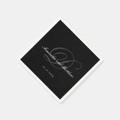Black Elegant Traditional Script WeduwMonogram Servet (Hoek)