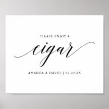 Black Elegant Typography Wedding Cigar bar Sign