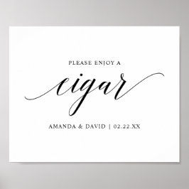 Black Elegant Typography Wedding Cigar bar Sign Poster