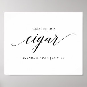 Black Elegant Typography Wedding Cigar bar Sign Poster