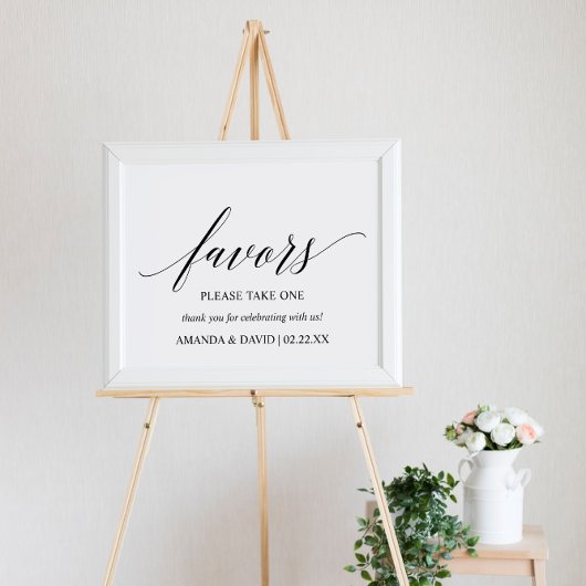 Black Elegant Typography Wedding Favors Sign Poster