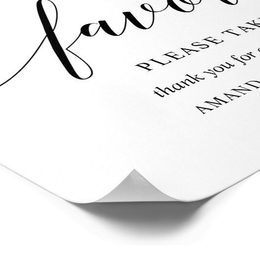 Black Elegant Typography Wedding Favors Sign Poster (Hoek)