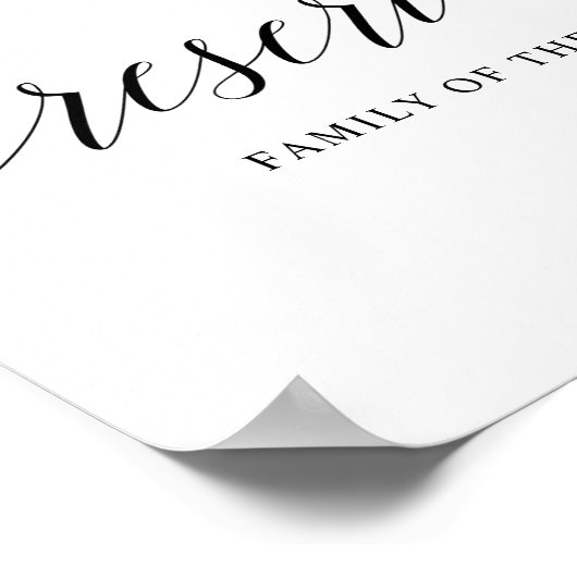 Black Elegant Typography Wedding "RESERVED" Sign Poster (Hoek)