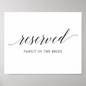 Black Elegant Typography Wedding "RESERVED" Sign Poster (Voorkant)