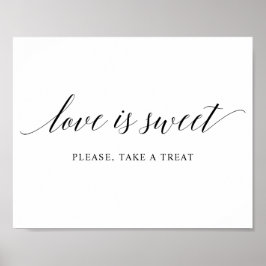 Black Elegant Typography Wedding "TREAT" Sign Poster