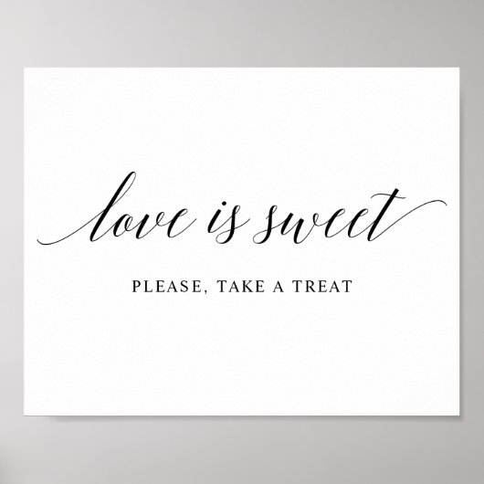 Black Elegant Typography Wedding "TREAT" Sign Poster (Voorkant)