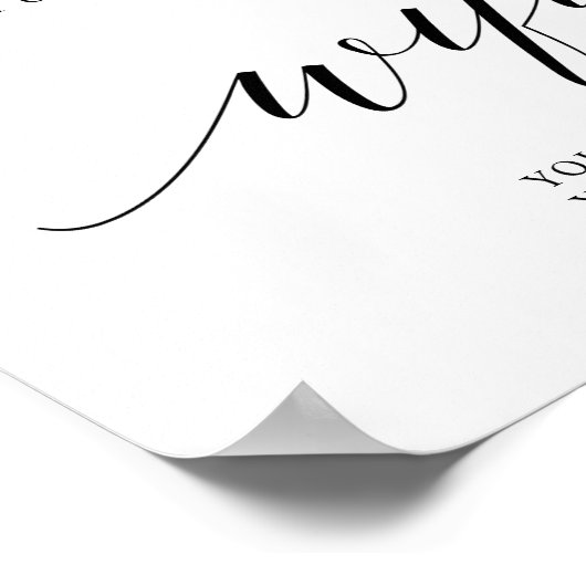 Black Elegant Typography Wedding Wifi Password Poster (Hoek)