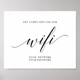 Black Elegant Typography Wedding Wifi Password Poster