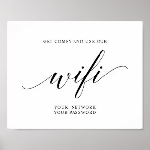 Black Elegant Typography Wedding Wifi Password Poster