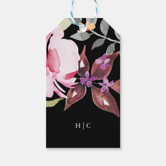 Black Elegant Waterverf Beauely Wedding Cadeaulabel (Voorkant)