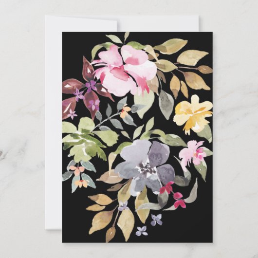 Black Elegant Waterverf Beauely Wedding Kaart (Achterkant)