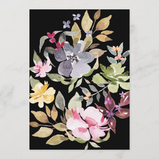 Black Elegant Waterverf Beauely Wedding Menu (Achterkant)