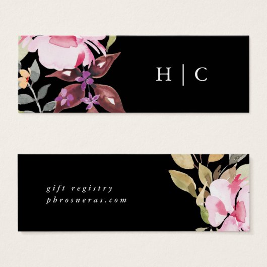 Black Elegant Waterverf Beauful Registry Card Mini Visitekaartjes (Voorkant /achterkant)