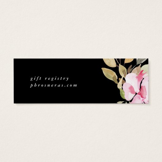 Black Elegant Waterverf Beauful Registry Card Mini Visitekaartjes (Achterkant)