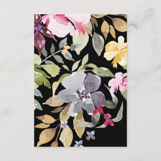 Black Elegant Waterverf Beauful Wedding-details Informatiekaartje (Achterkant)