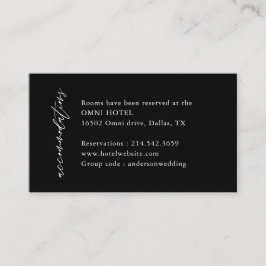 Black Elegant Wedding Accommodations Informatiekaartje