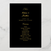 Black Elegant Wedding Ceremony Program Folie Uitnodiging (Voorkant)