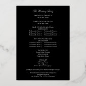Black Elegant Wedding Ceremony Program Folie Uitnodiging (Achterkant)