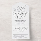 Black Elegant Whimsical Calligraphy Wedding All In One Uitnodiging (Binnen)