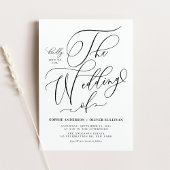 Black Elegant Whimsical Calligraphy Wedding Kaart