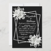 Black Elegant White Floral Wedding Kaart (Voorkant)